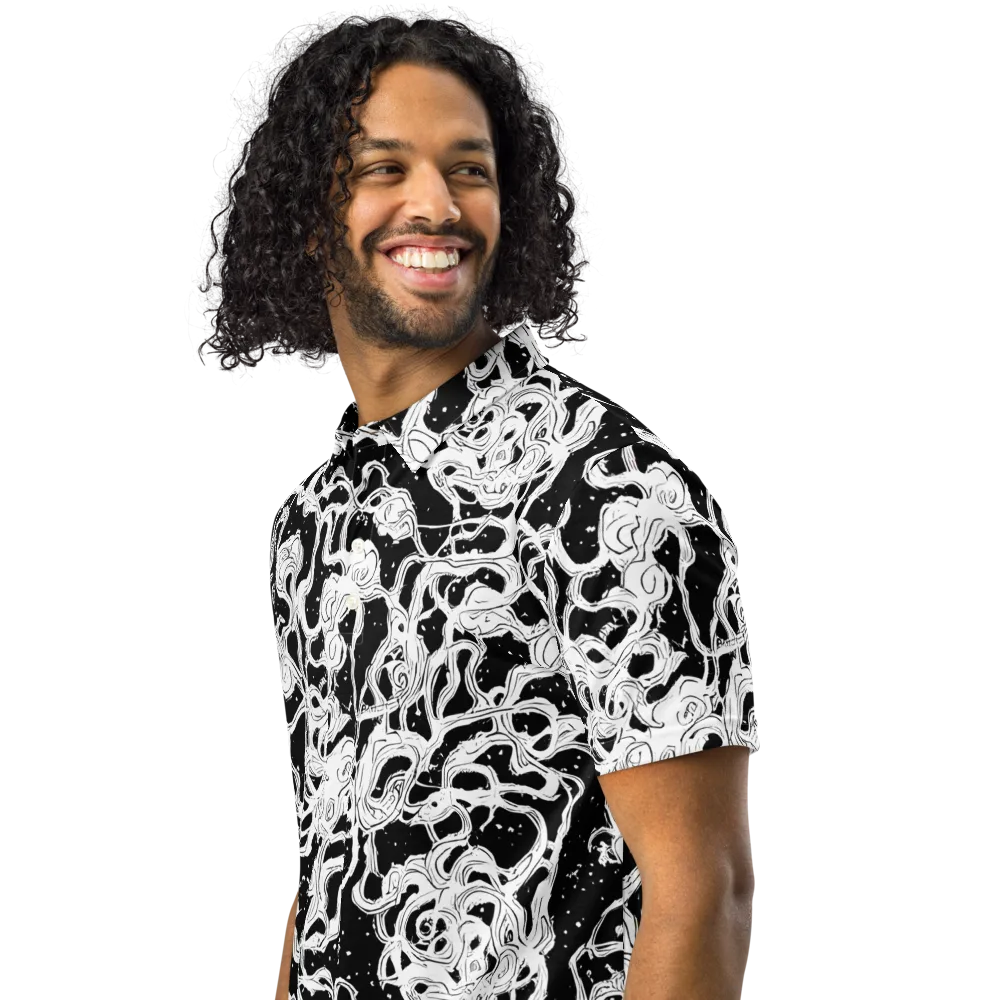 Inkstorm Ribbons on Men's Slim Fit Polo Shirt — Left Front