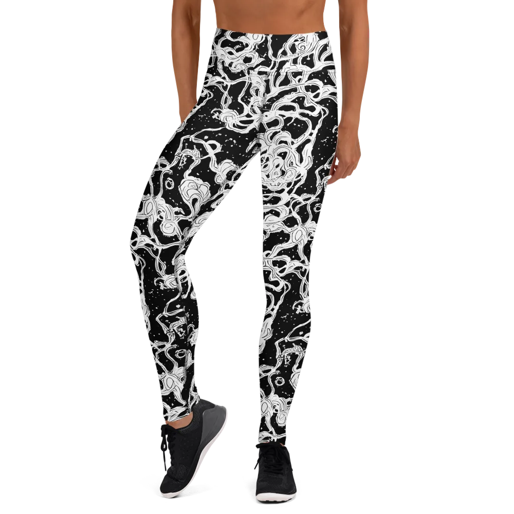 Inkstorm Ribbons on Yoga Leggings — Front
