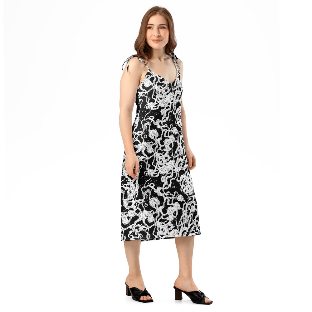 Inkstorm Ribbons on Slip Dress — Right Front