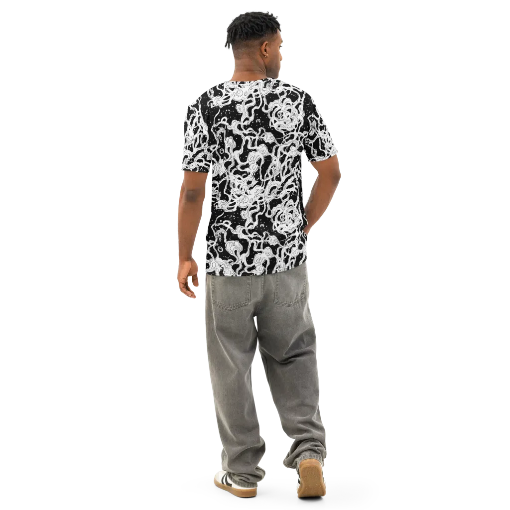 Inkstorm Ribbons on Men's Cotton Crew Neck T-Shirt — Back