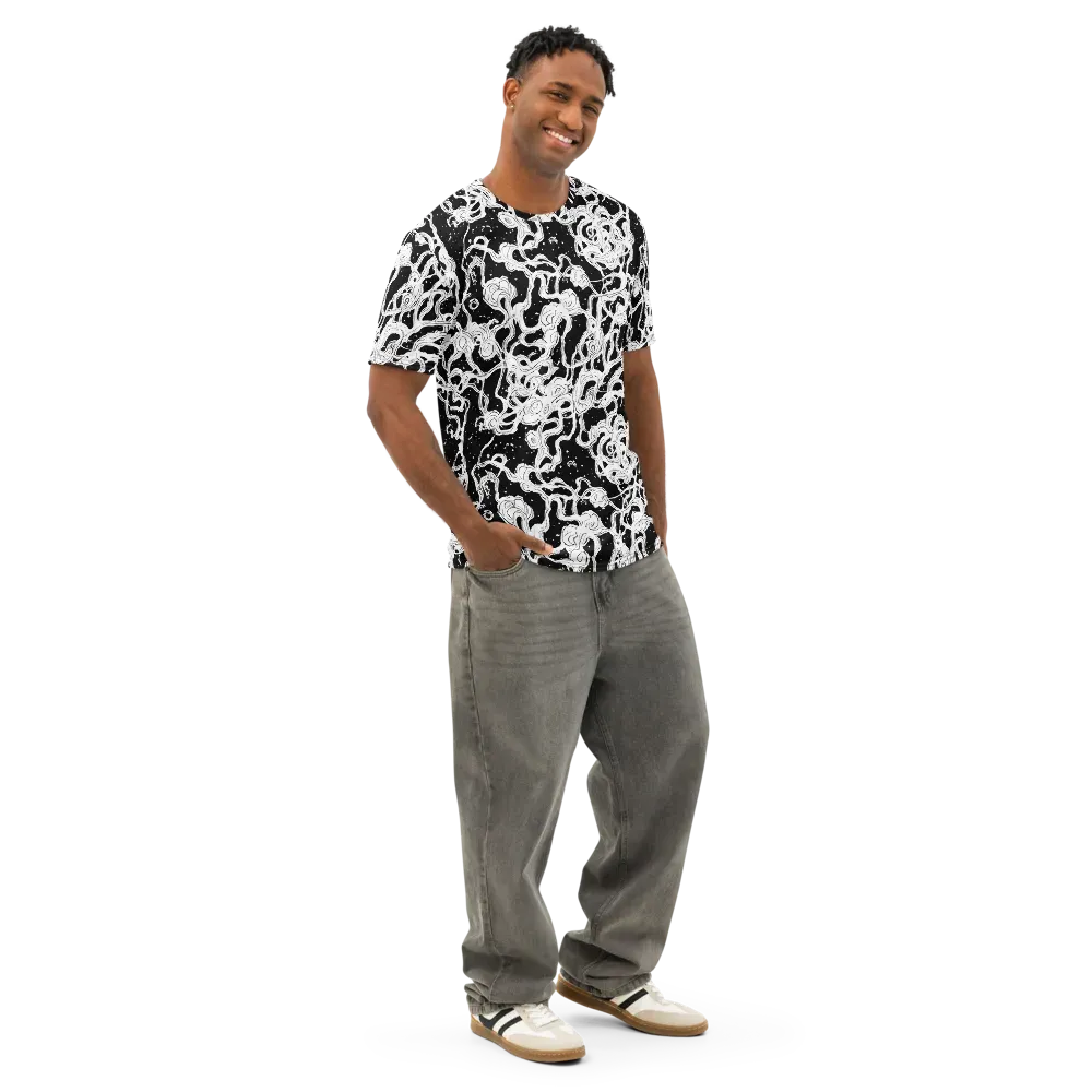 Inkstorm Ribbons on Men's Cotton Crew Neck T-Shirt — Right Front