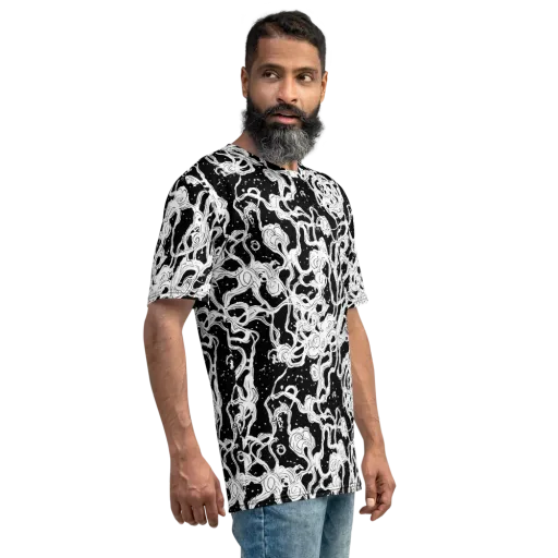 Inkstorm Ribbons on a Men's Crew Neck T-Shirt