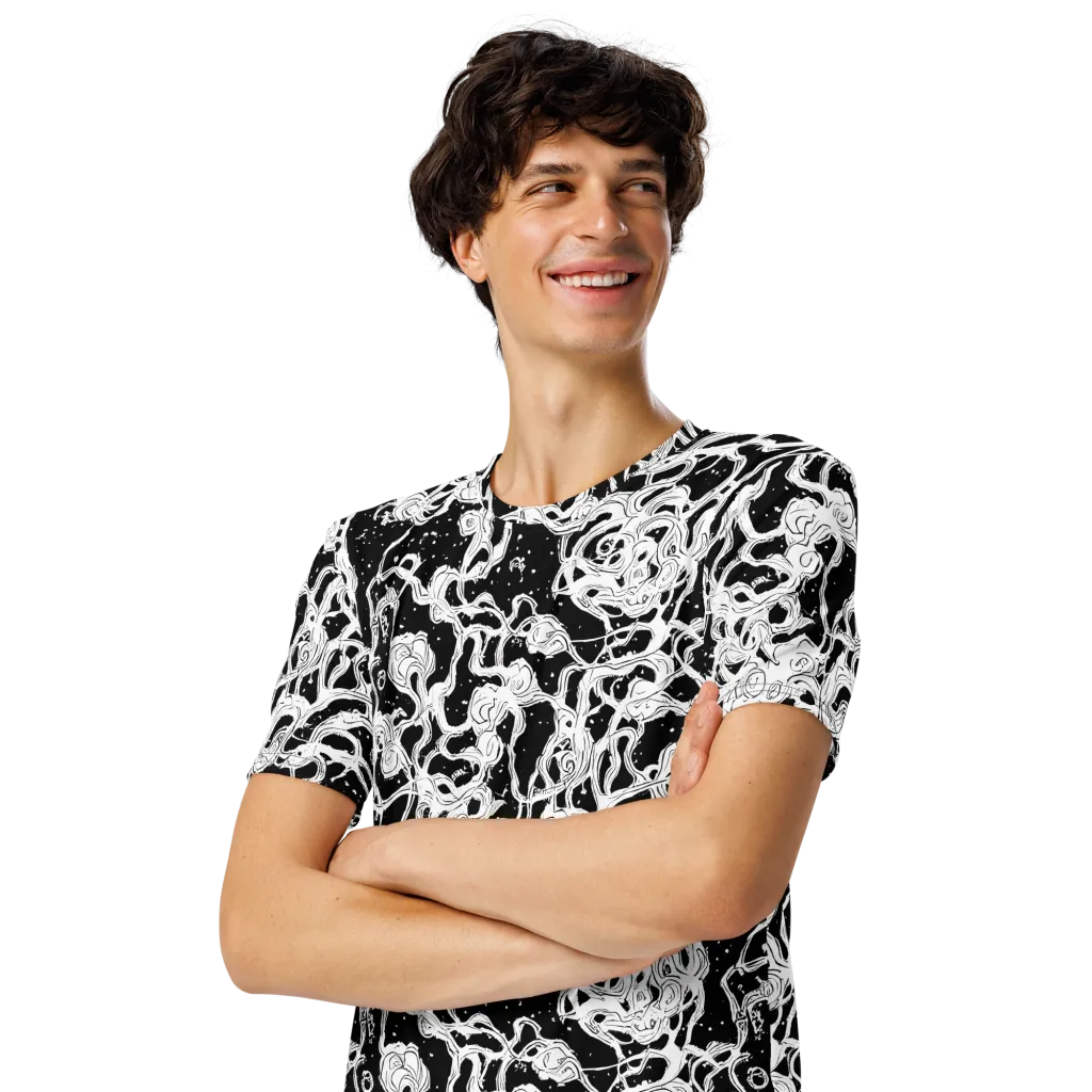 Inkstorm Ribbons on Men's Crew Neck T-Shirt — Left Front