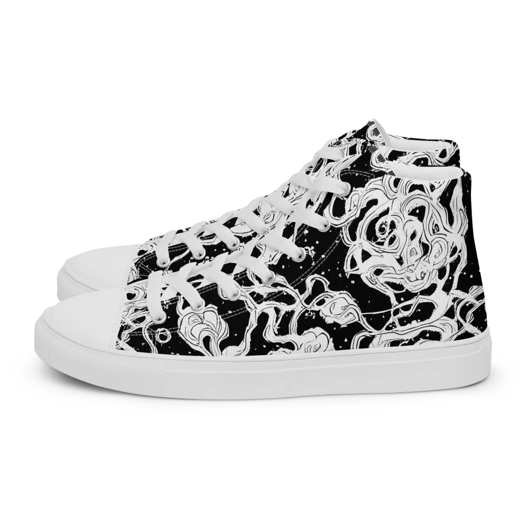 Inkstorm Ribbons on Men's High Top Canvas Shoes — Left