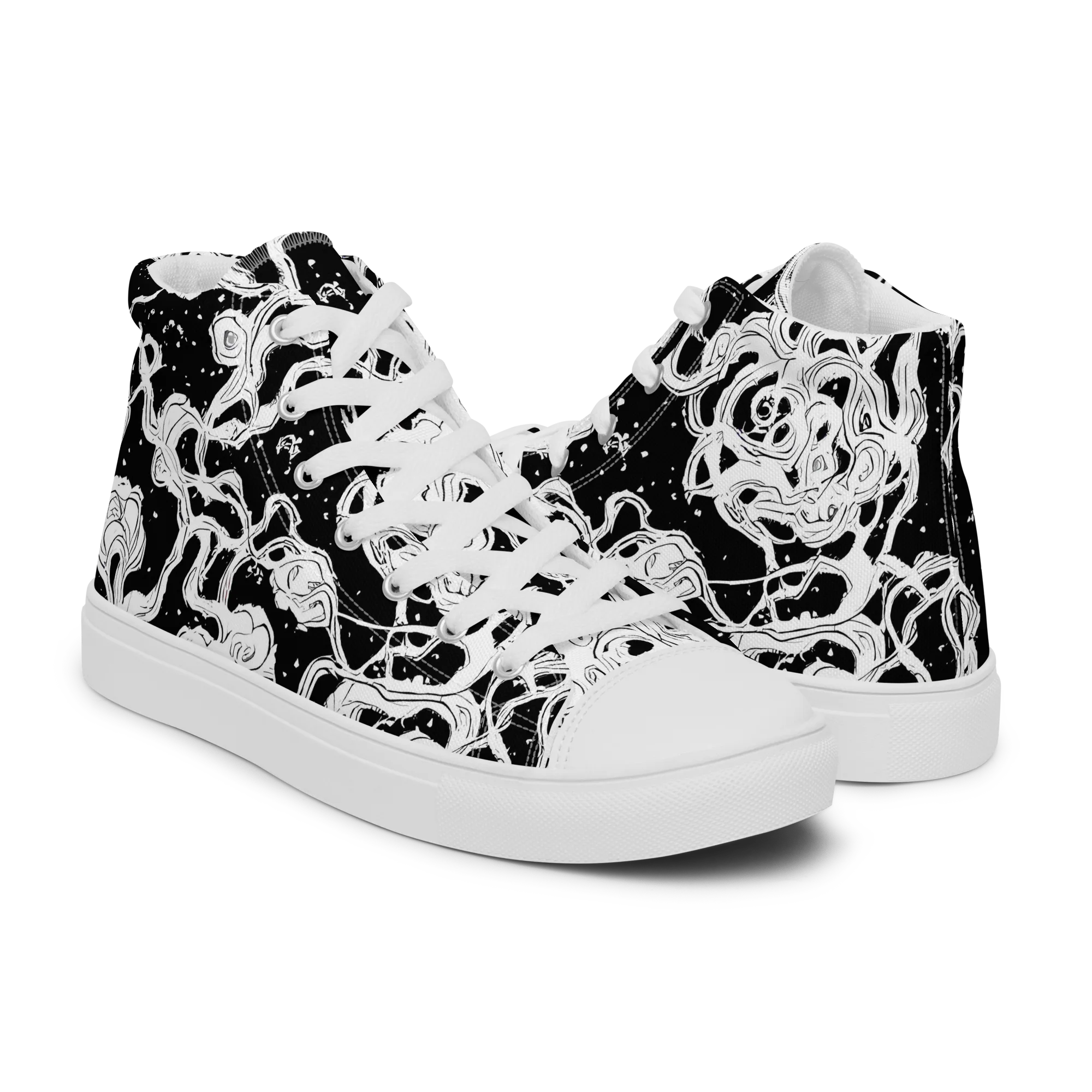 Inkstorm Ribbons on Men's High Top Canvas Shoes — Right