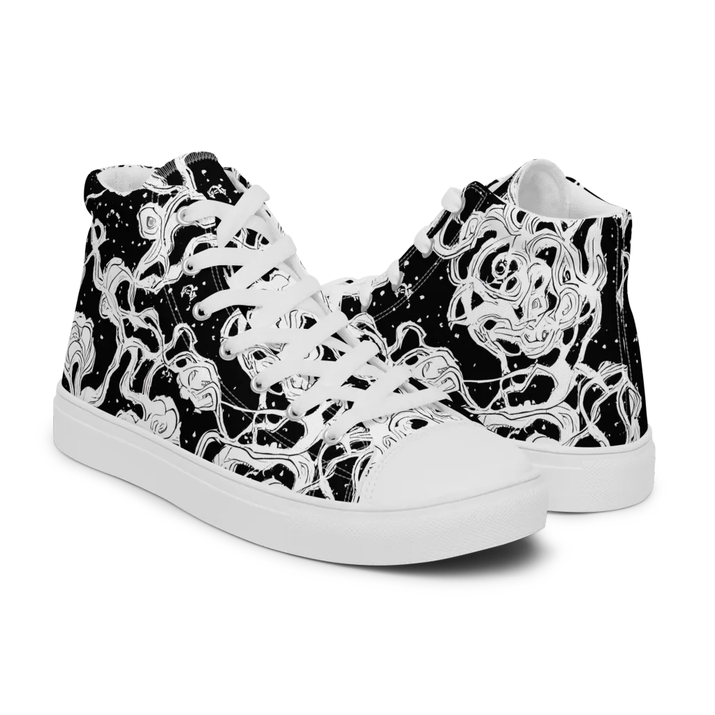 Inkstorm Ribbons on Men's High Top Canvas Shoes — Right