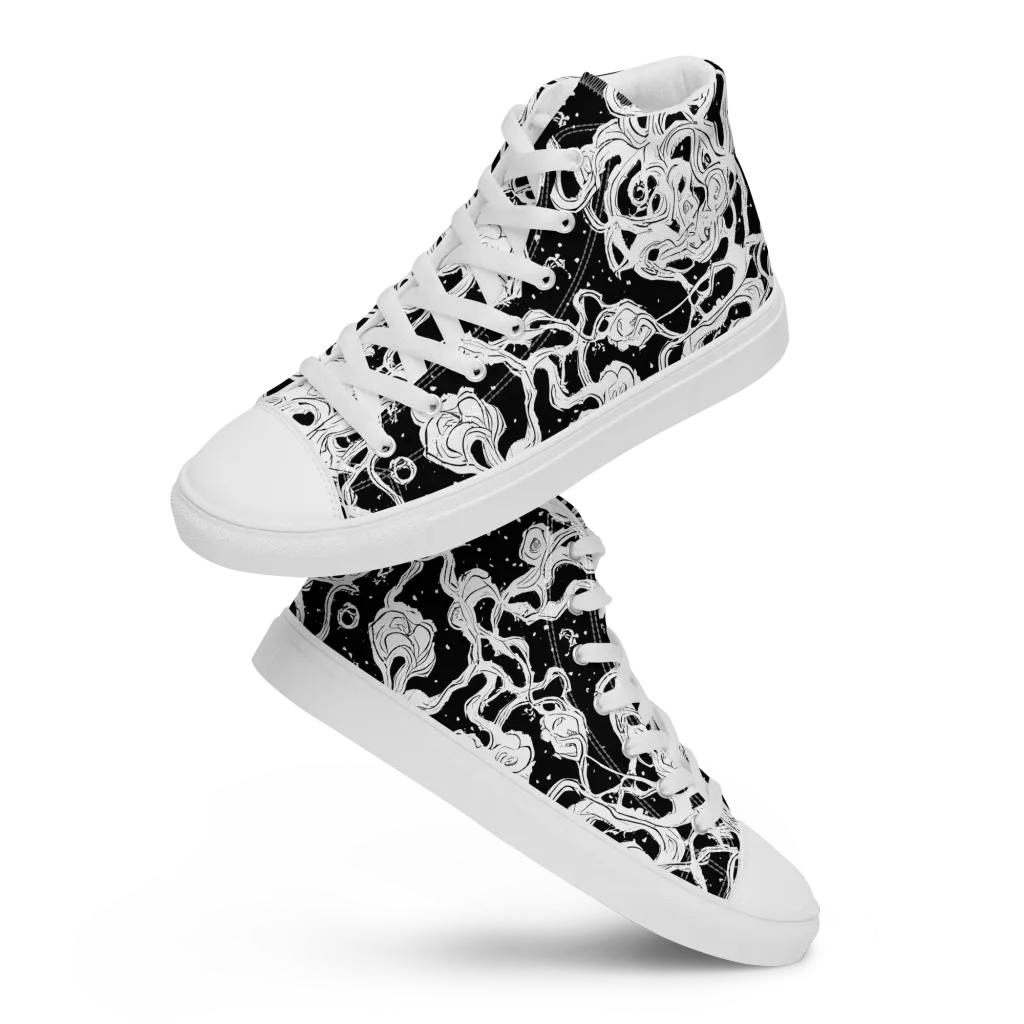 Inkstorm Ribbons on Men's High Top Canvas Shoes — Front