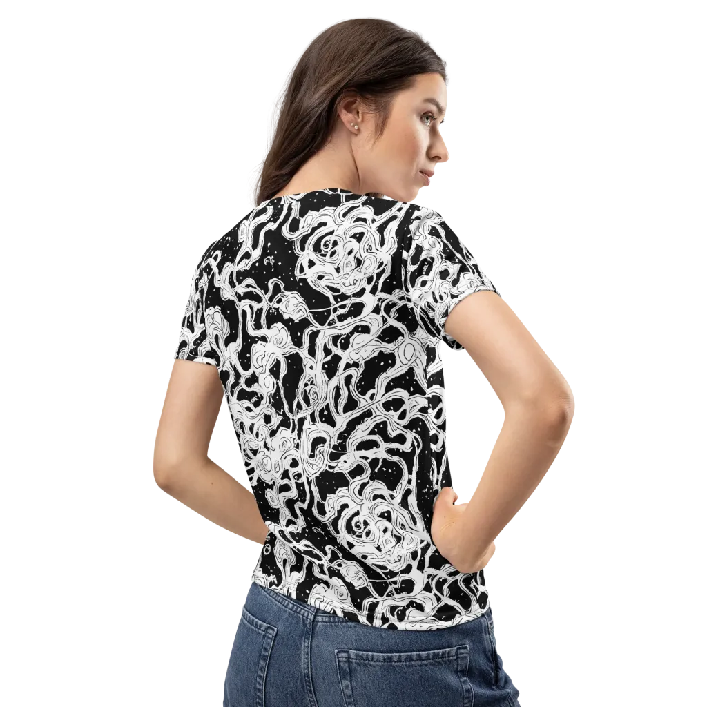 Inkstorm Ribbons on Women's Crew Neck T-Shirt — Back
