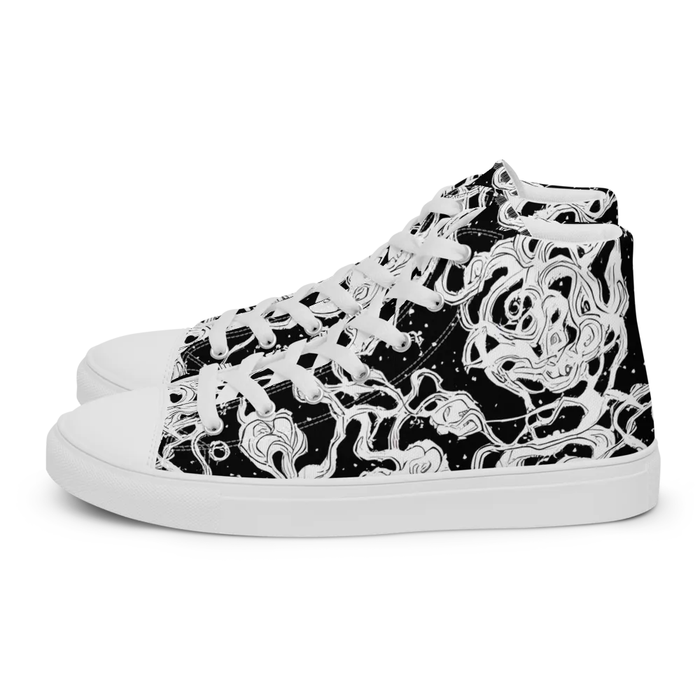 Inkstorm Ribbons on Women's High Top Canvas Shoes — Left