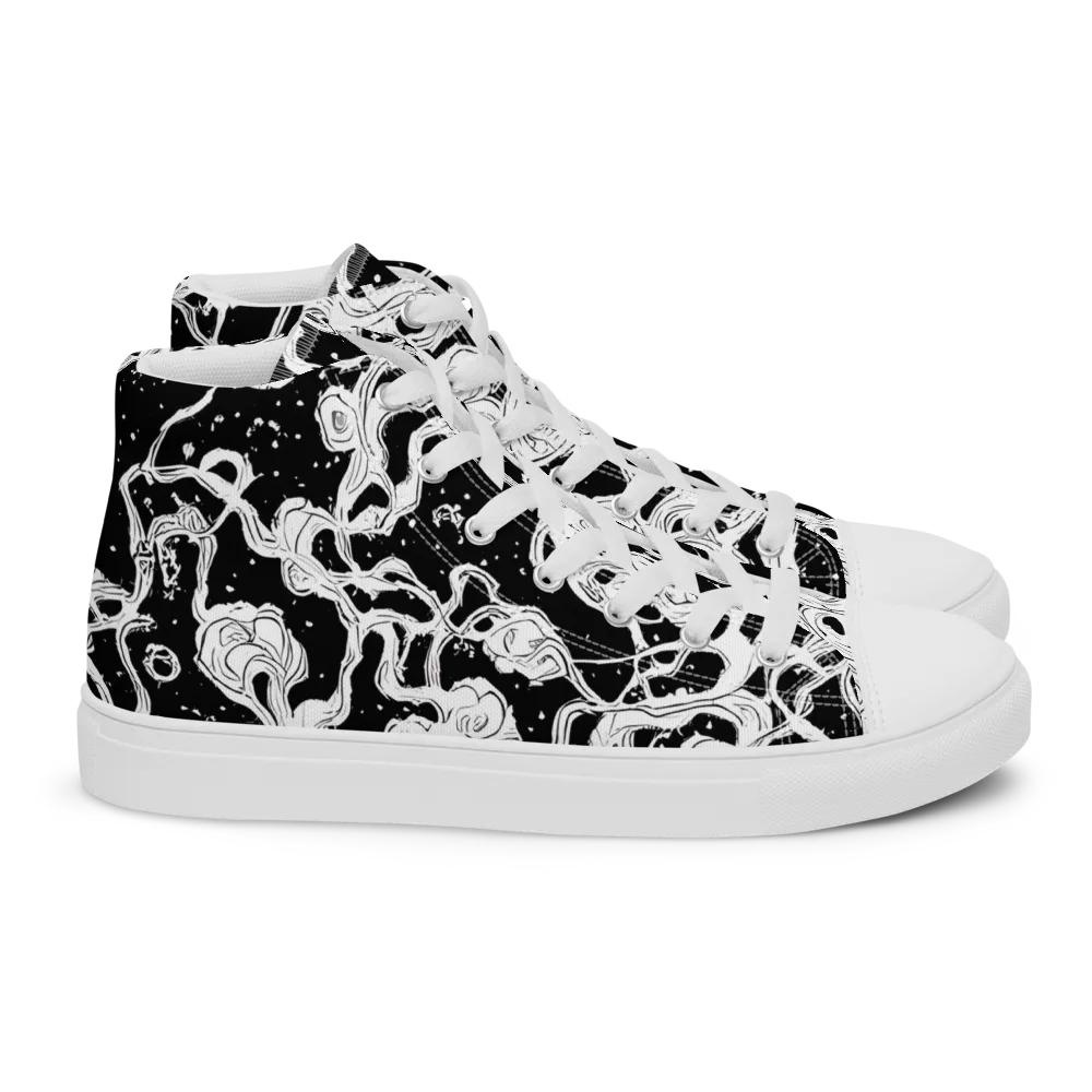 Inkstorm Ribbons on Women's High Top Canvas Shoes — Right
