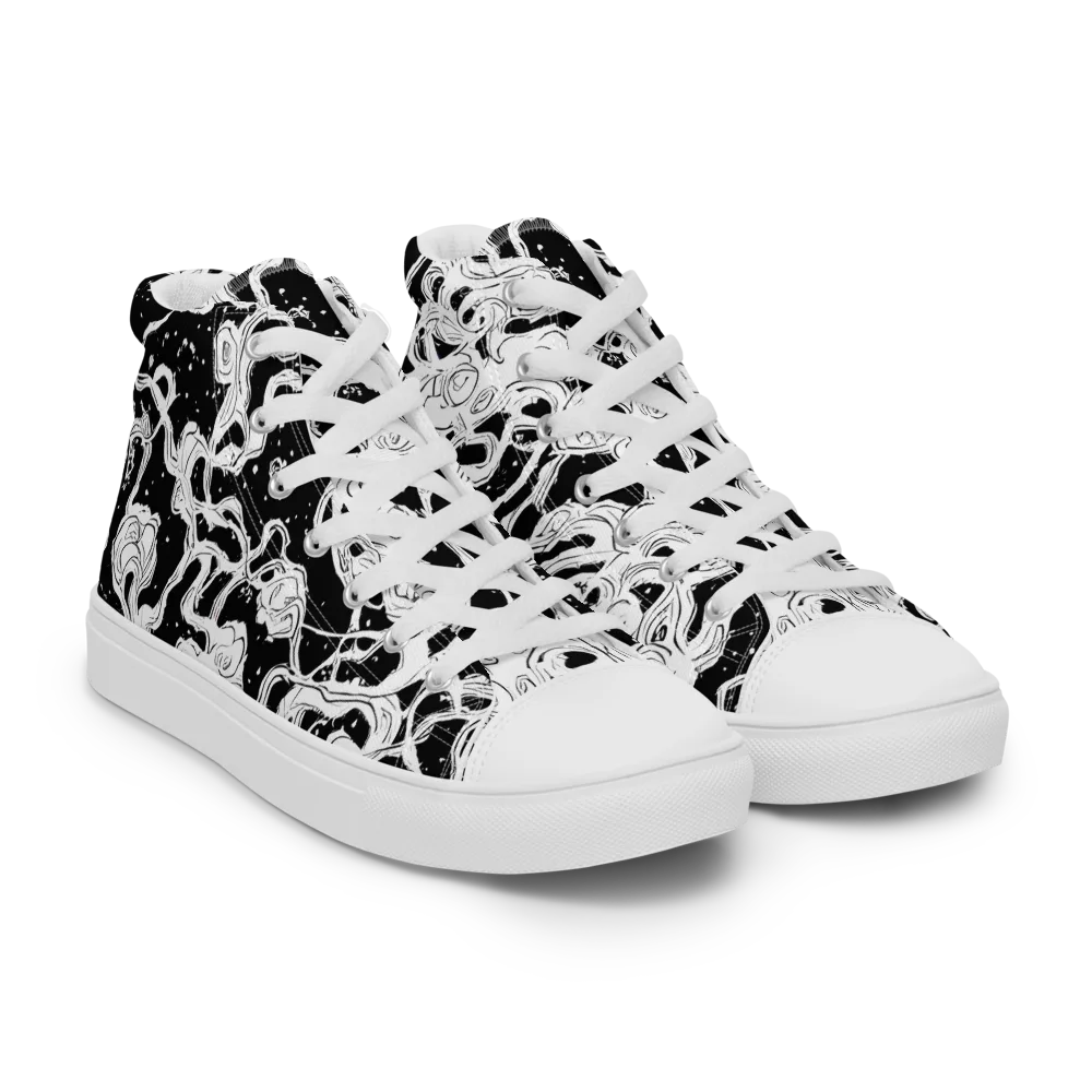 Inkstorm Ribbons on Women's High Top Canvas Shoes — Right Front