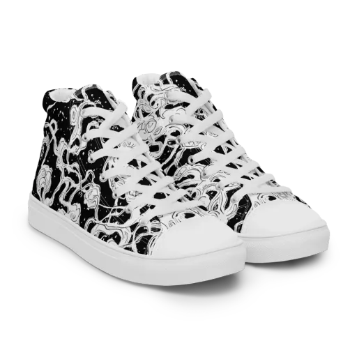 Inkstorm Ribbons on a Women's High Top Canvas Shoes