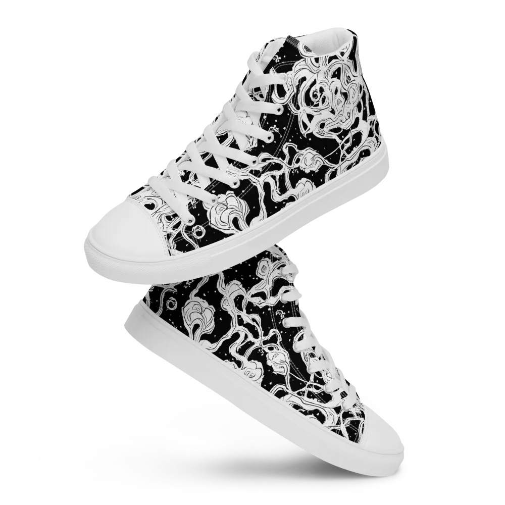 Inkstorm Ribbons on Women's High Top Canvas Shoes — Front