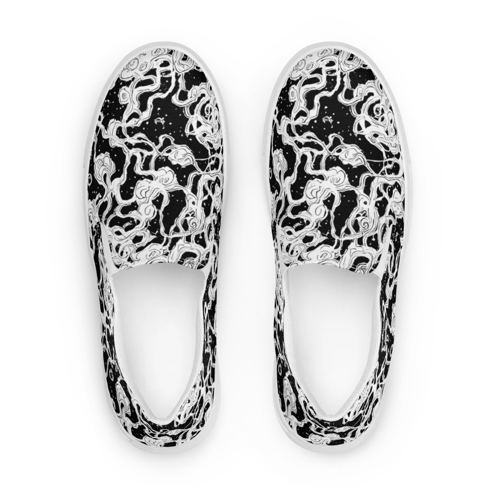 Inkstorm Ribbons on Men's Slip-On Canvas Shoes — Front