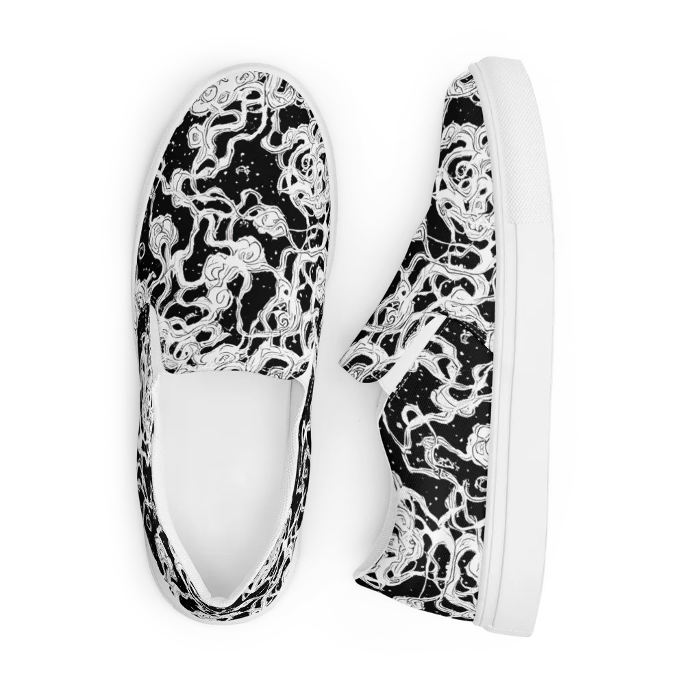 Inkstorm Ribbons on Men's Slip-On Canvas Shoes — Front