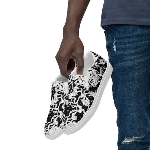 Inkstorm Ribbons on a Men's Slip-On Canvas Shoes