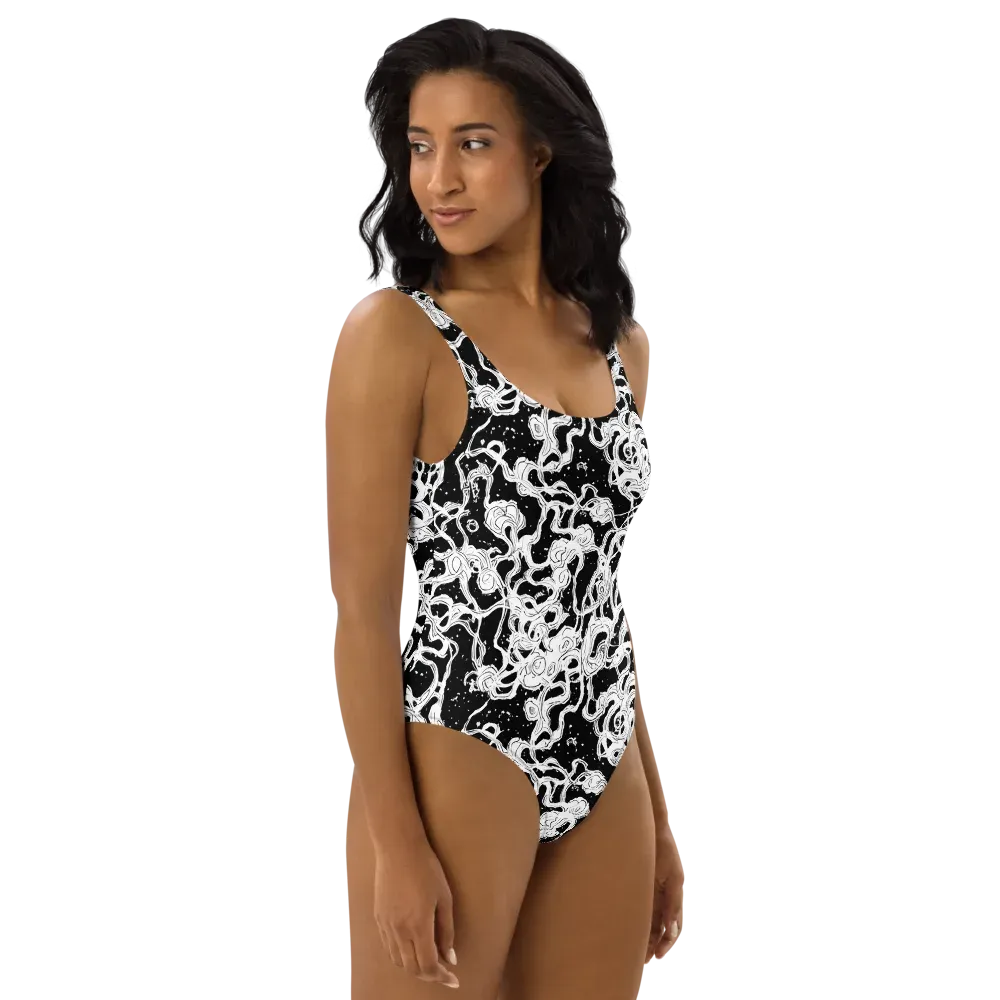 Inkstorm Ribbons on One-Piece Swimsuit — Right