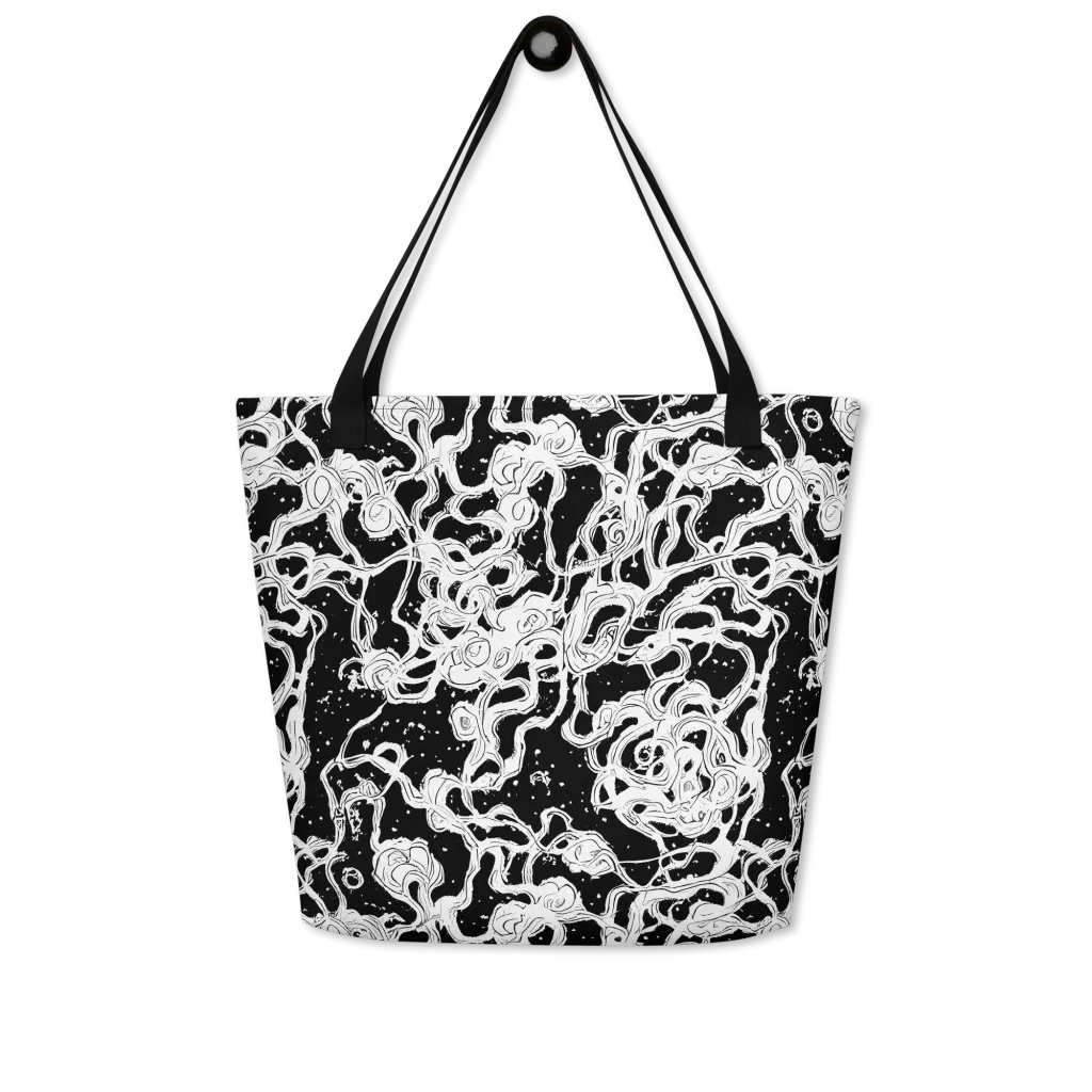 Inkstorm Ribbons on Large Tote Bag W/ Pocket — Front