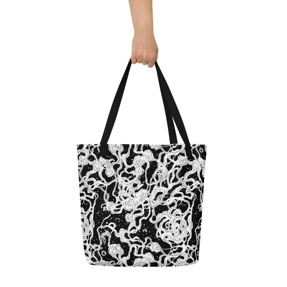 Inkstorm Ribbons on Large Tote Bag W/ Pocket — Front