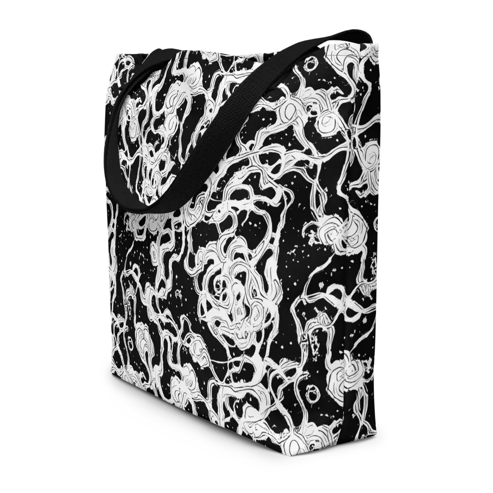 Inkstorm Ribbons on Large Tote Bag W/ Pocket — Front