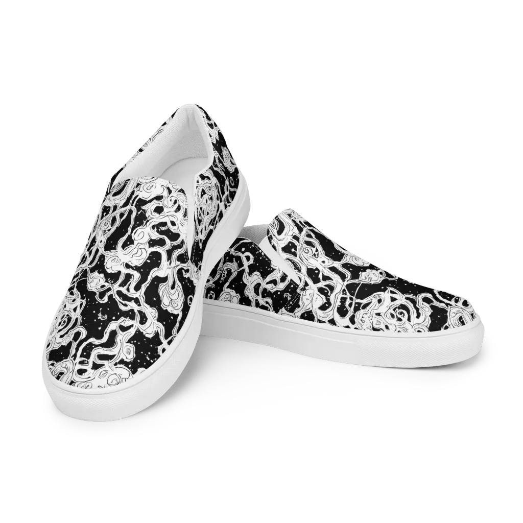 Inkstorm Ribbons on Women's Slip-On Canvas Shoes — Left Front