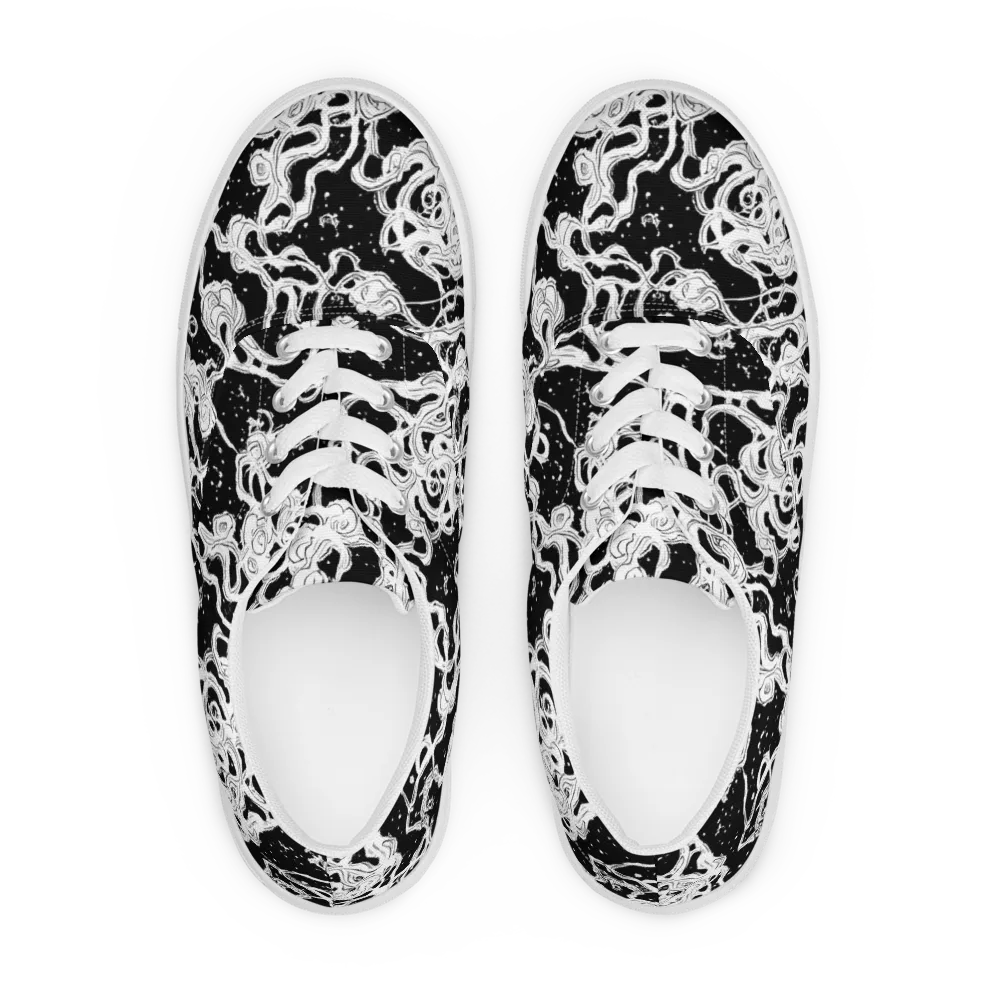 Inkstorm Ribbons on Men's Lace-Up Canvas Shoes — Front