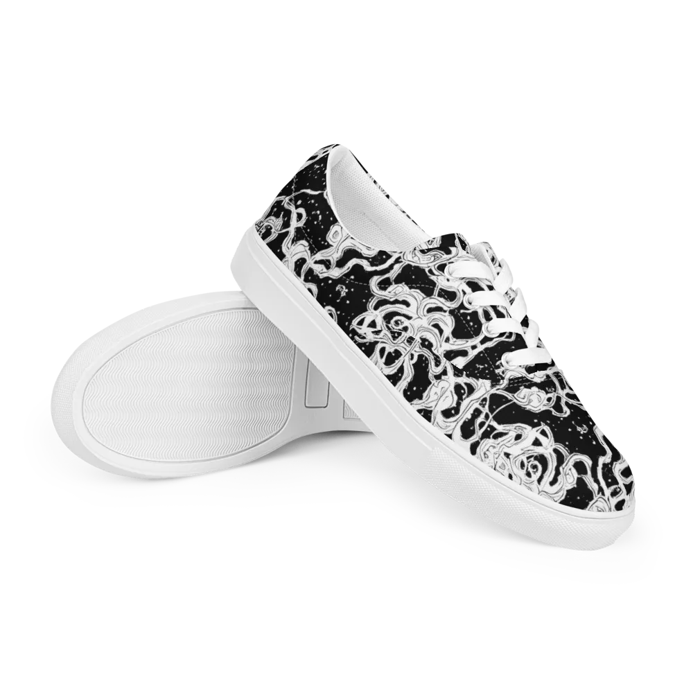 Inkstorm Ribbons on Men's Lace-Up Canvas Shoes — Right Front