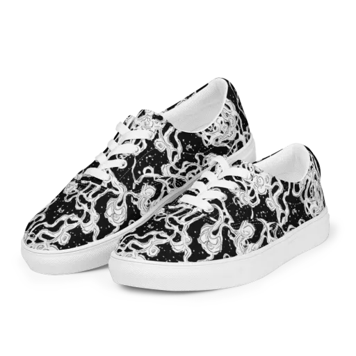 Inkstorm Ribbons on a Men's Lace-Up Canvas Shoes