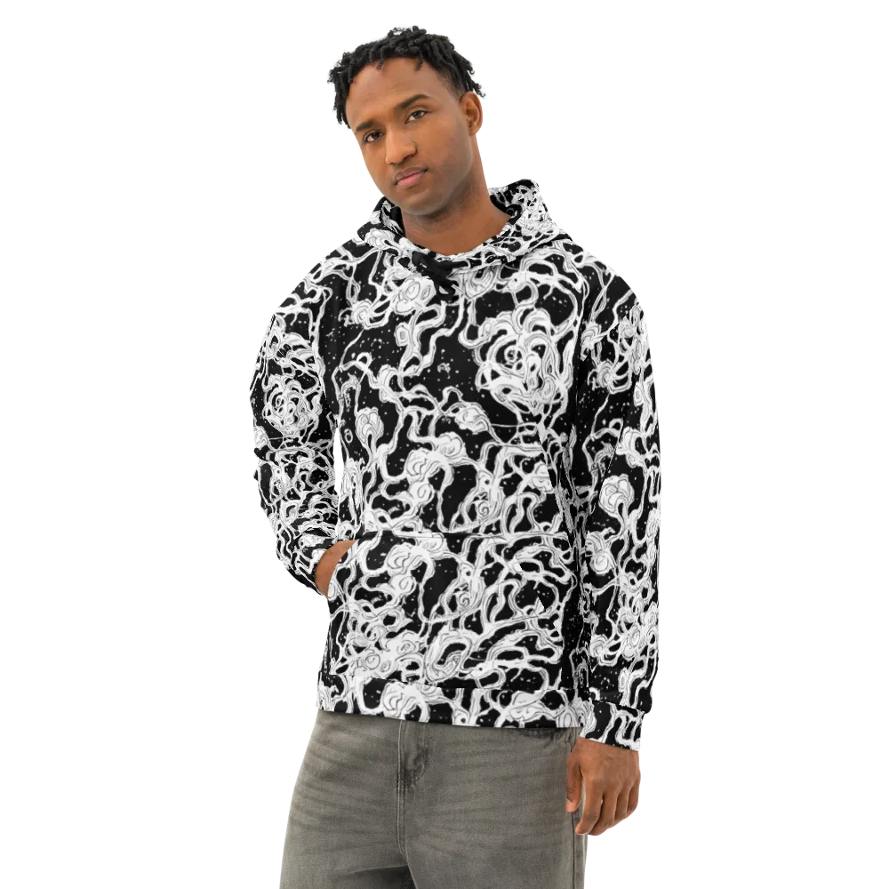 Inkstorm Ribbons on Cotton Hoodie — Left Front