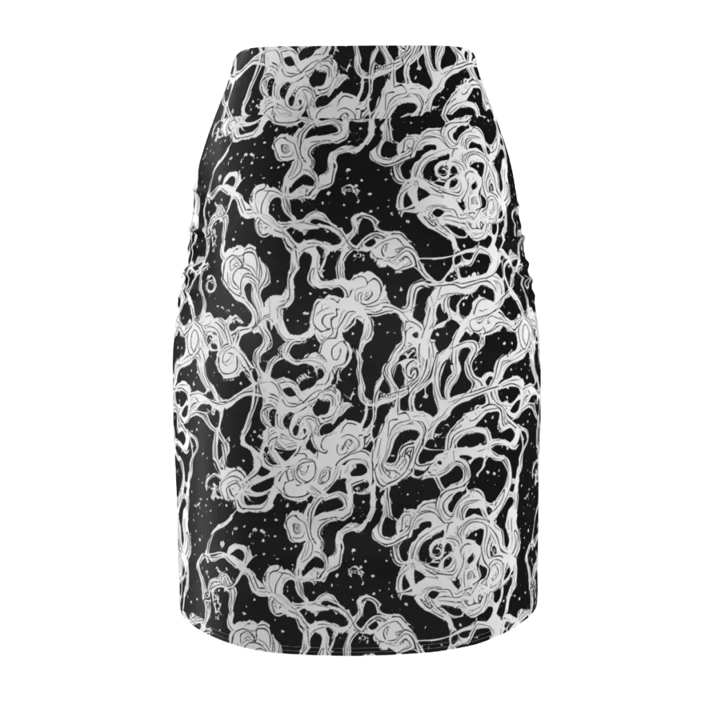 Inkstorm Ribbons on Pencil Skirt — Back