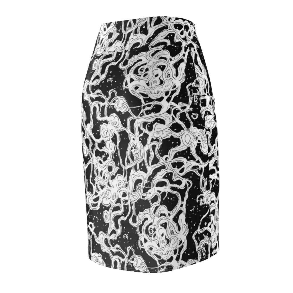 Inkstorm Ribbons on Pencil Skirt — Back Side