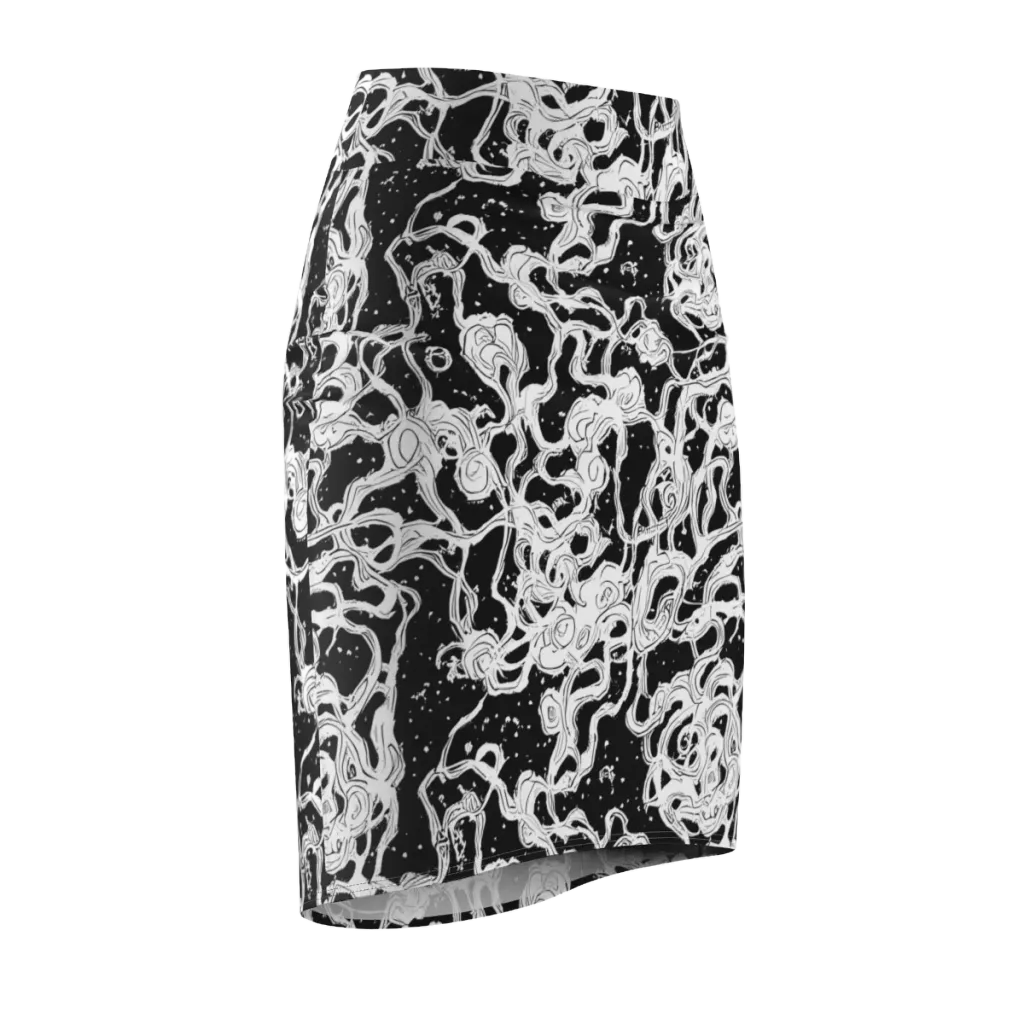 Inkstorm Ribbons on Pencil Skirt — Front Side