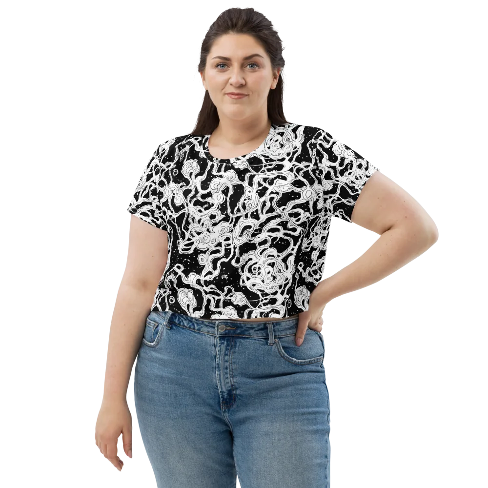 Inkstorm Ribbons on Crop Tee — Front