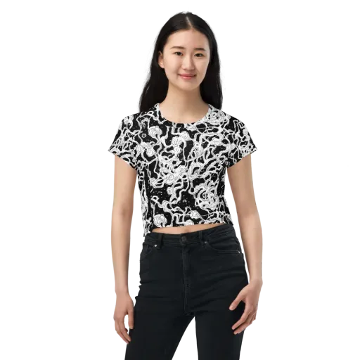 Inkstorm Ribbons on a Crop Tee