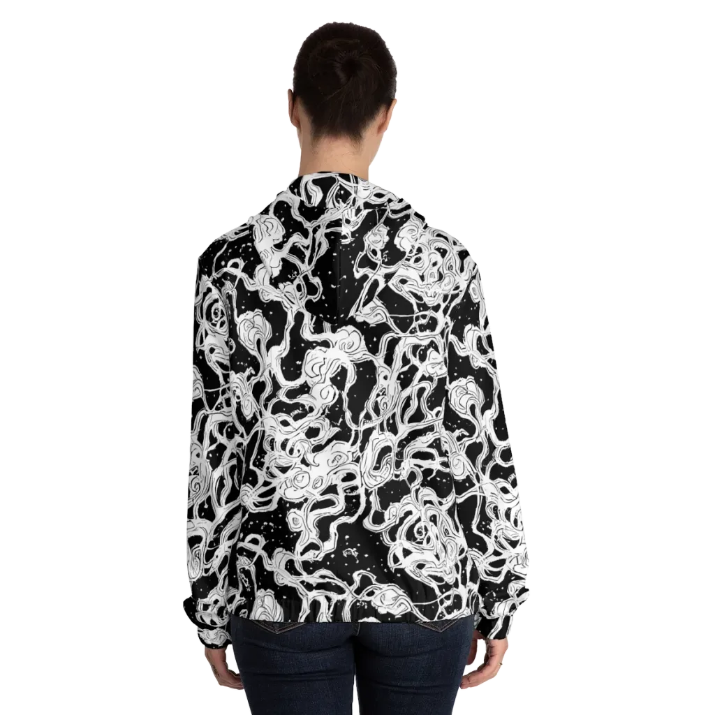 Inkstorm Ribbons on Women's Full-Zip Hoodie — Back On Person