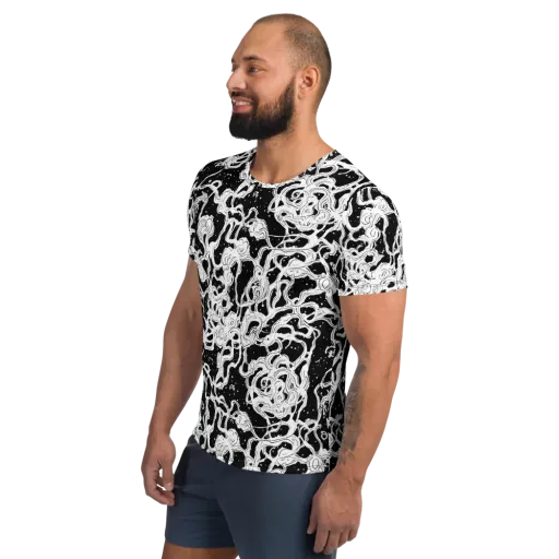 Inkstorm Ribbons on a Men's Athletic T-Shirt