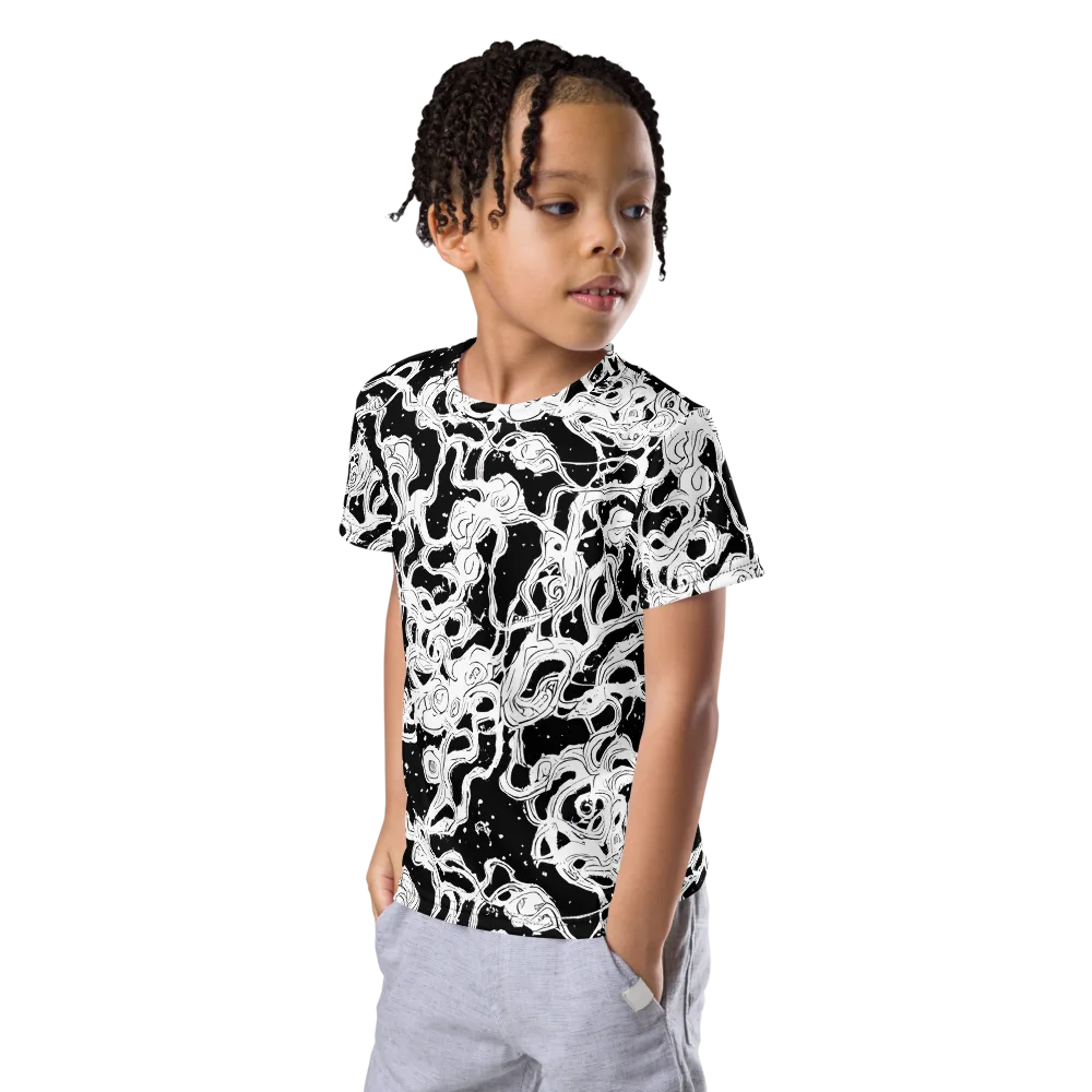 Inkstorm Ribbons on Kids Crew Neck T-Shirt — Left Front