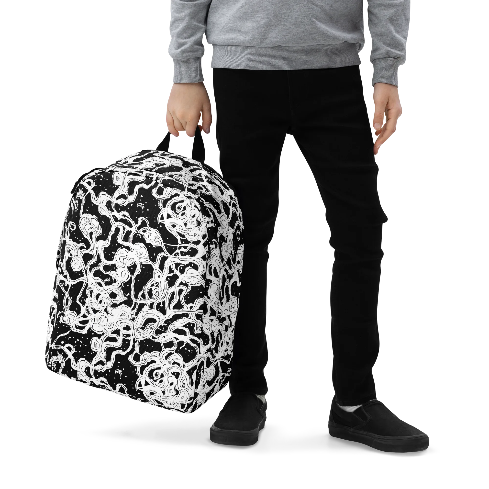 Inkstorm Ribbons on Minimalist Backpack — Zoomed-in