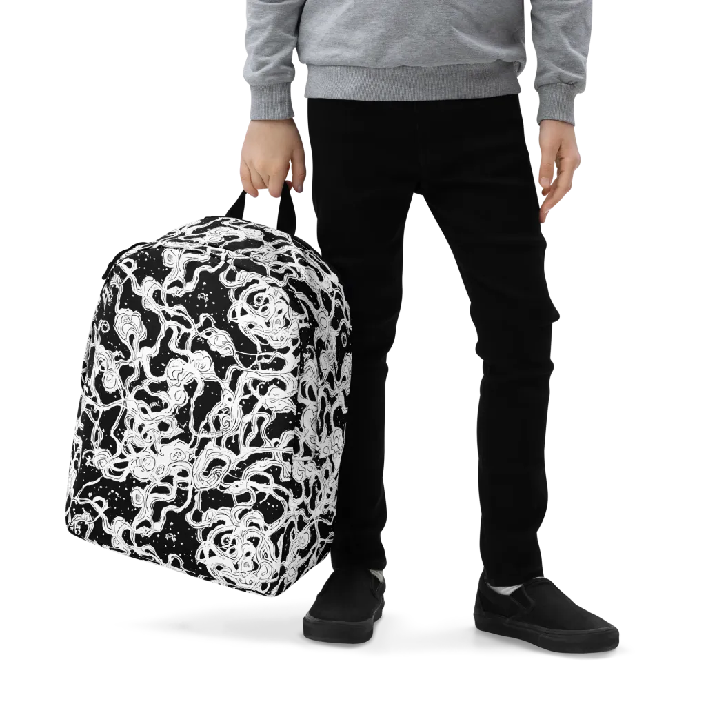 Inkstorm Ribbons on Minimalist Backpack — Zoomed-in