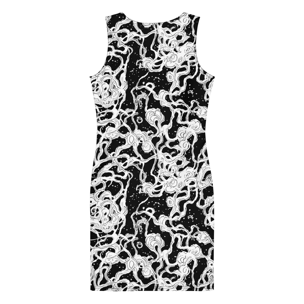 Inkstorm Ribbons on Bodycon Dress — Back