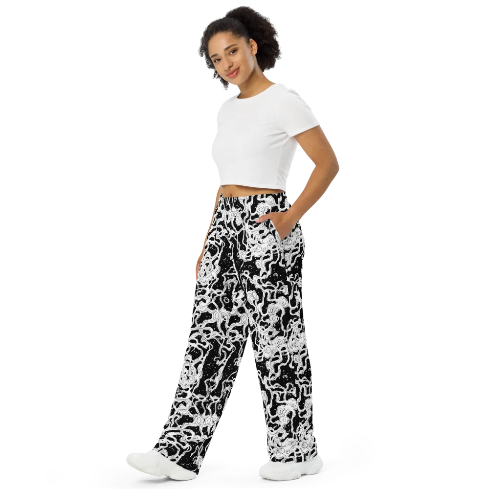 Inkstorm Ribbons on Wide-Leg Pants — Left Front