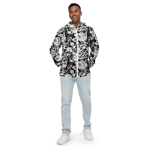 Inkstorm Ribbons on a Men's Windbreaker