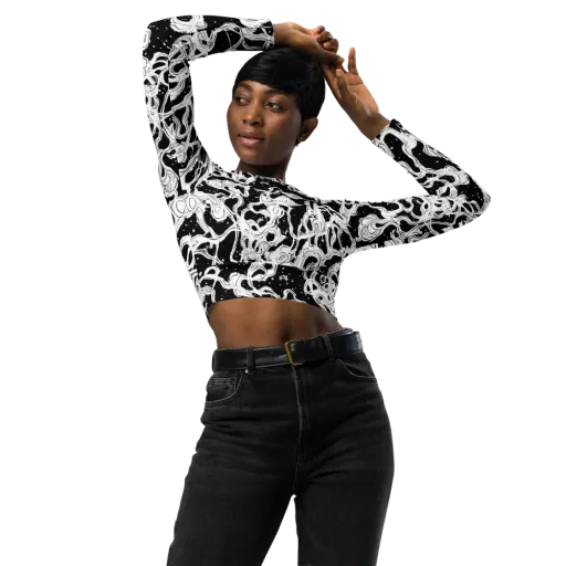 Inkstorm Ribbons on a Long Sleeve Crop Top