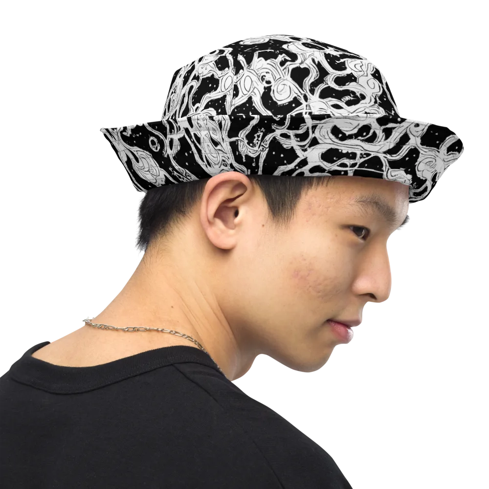 Inkstorm Ribbons on Reversible Bucket Hat — Right Outside