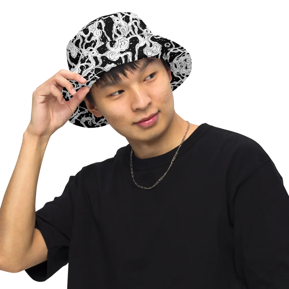 Inkstorm Ribbons on Reversible Bucket Hat — Front Inside