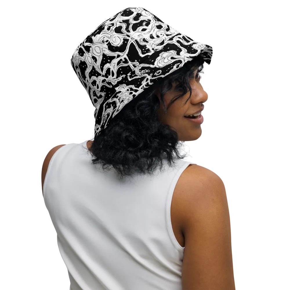 Inkstorm Ribbons on Reversible Bucket Hat — Right Outside