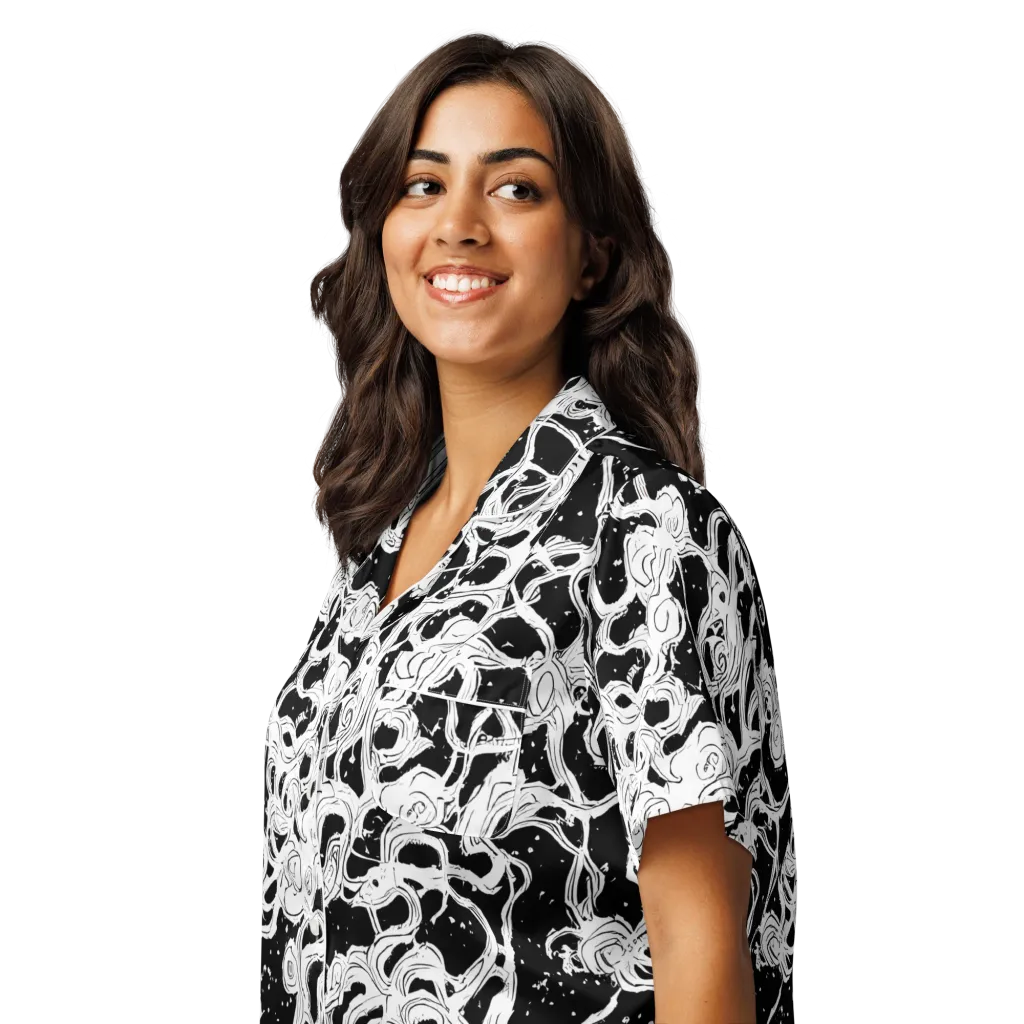 Inkstorm Ribbons on Women's Short Sleeve Pajama Top — Left Front