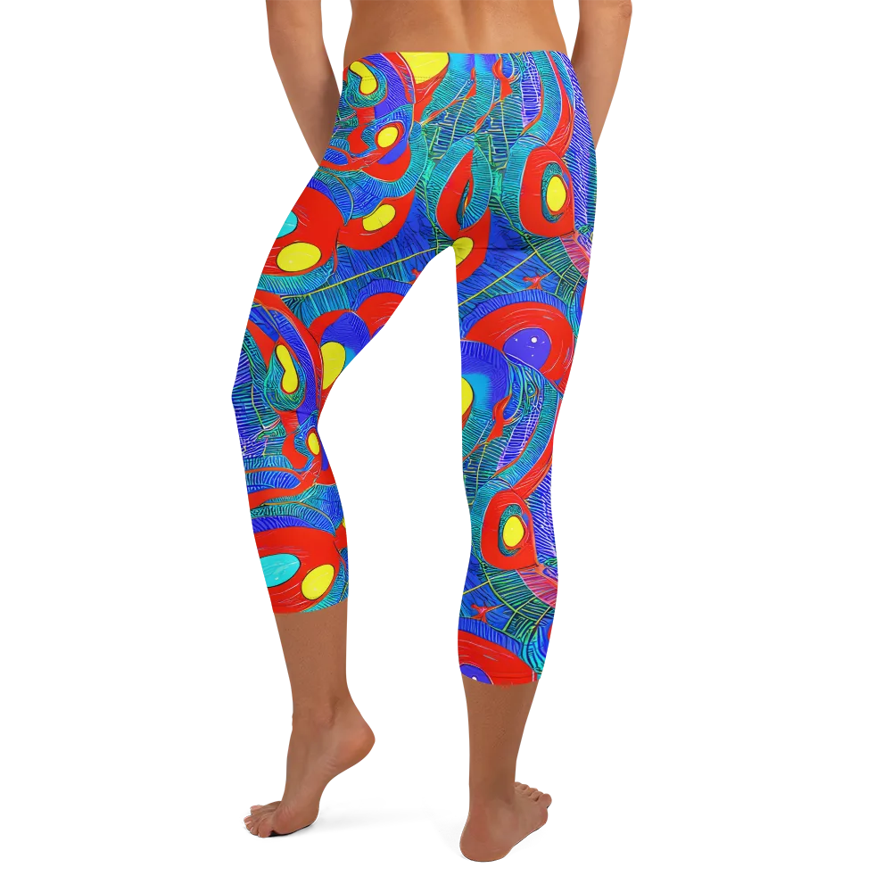 Red Tide Electric on Capri Leggings — Back