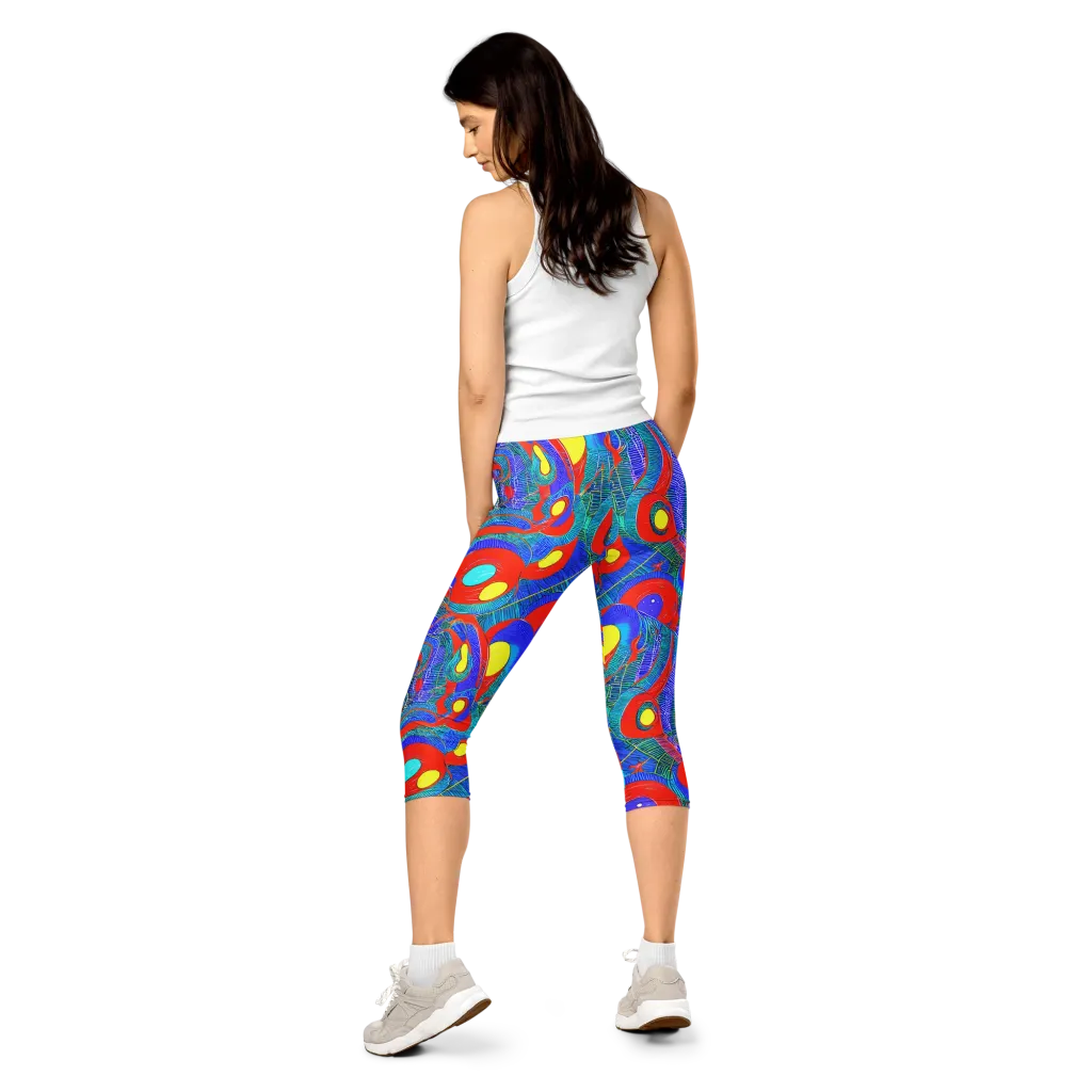 Red Tide Electric on Capri Leggings — Back