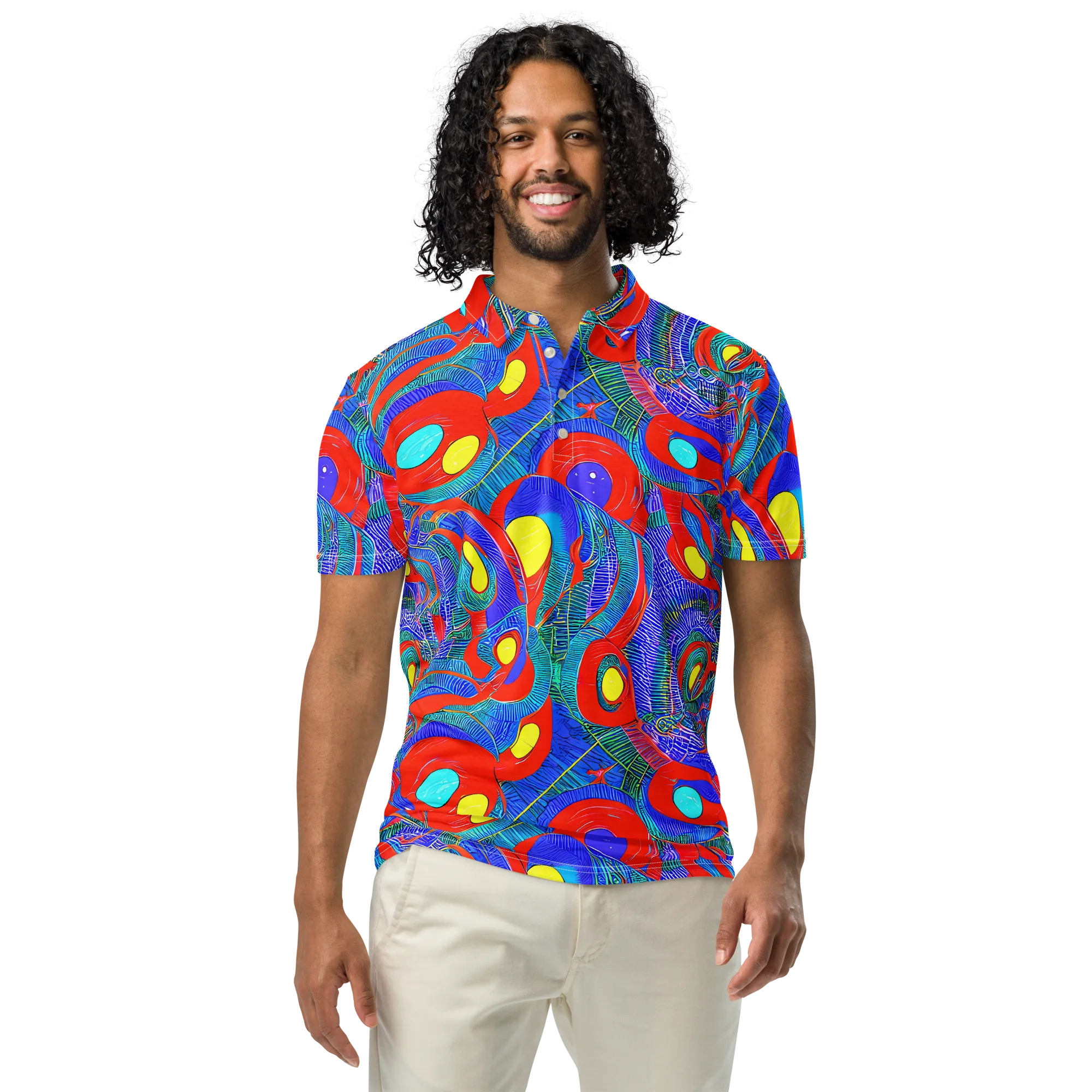 Red Tide Electric on Men's Slim Fit Polo Shirt — Front